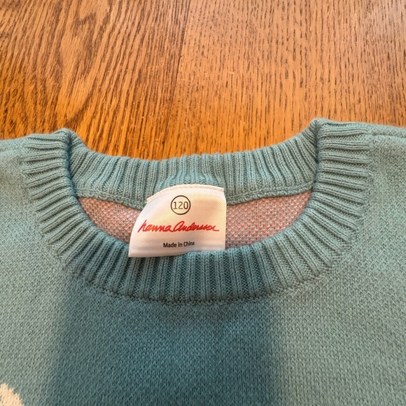 Hanna Andersson 120 US 6 Girls Turquoise Ski Bunny Sweater EUC - Picture 7 of 7